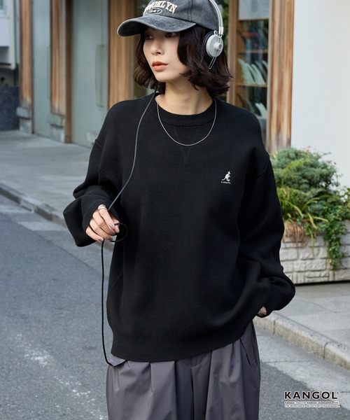 ニット セーター KANGOL/カンゴール 別注 ロゴ ワンポイント刺繍スウェットライククルーネックニットプルオーバー レディース メンズ | MONO-MART | 13