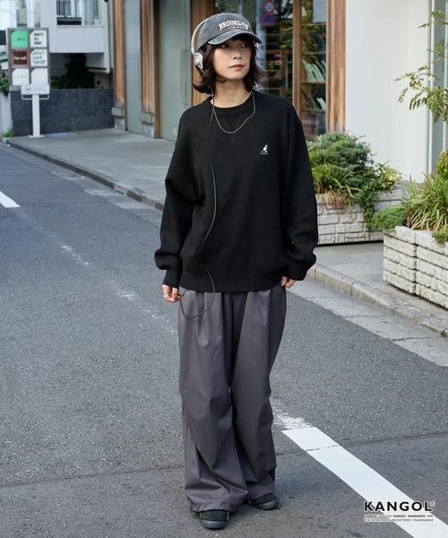 ニット セーター KANGOL/カンゴール 別注 ロゴ ワンポイント刺繍スウェットライククルーネックニットプルオーバー レディース メンズ | MONO-MART | 16