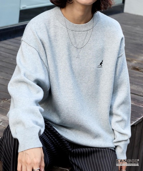 ニット セーター KANGOL/カンゴール 別注 ロゴ ワンポイント刺繍スウェットライククルーネックニットプルオーバー レディース メンズ | MONO-MART | 09
