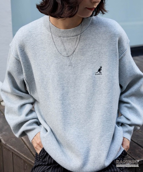 ニット セーター KANGOL/カンゴール 別注 ロゴ ワンポイント刺繍スウェットライククルーネックニットプルオーバー レディース メンズ | MONO-MART | 19