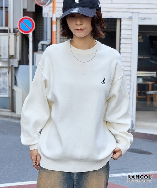 ニット セーター KANGOL/カンゴール 別注 ロゴ ワンポイント刺繍スウェットライククルーネックニットプルオーバー レディース メンズ | MONO-MART | 10
