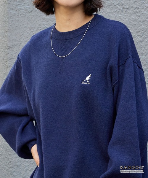 ニット セーター KANGOL/カンゴール 別注 ロゴ ワンポイント刺繍スウェットライククルーネックニットプルオーバー レディース メンズ | MONO-MART | 11