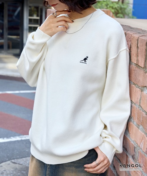 ニット セーター KANGOL/カンゴール 別注 ロゴ ワンポイント刺繍スウェットライククルーネックニットプルオーバー レディース メンズ | MONO-MART | 25