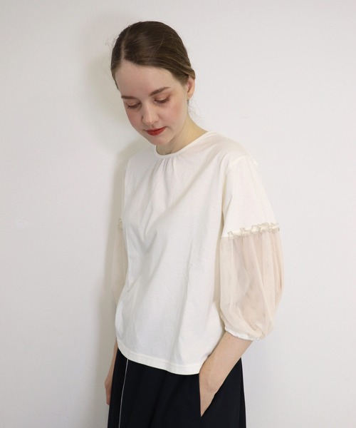 「haupia」 半袖カットソー MEDIUM オフホワイト レディース_画像4