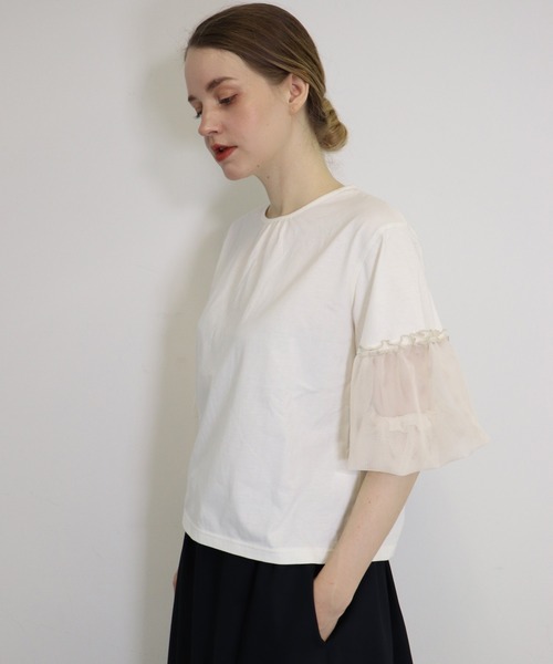 「haupia」 半袖カットソー MEDIUM オフホワイト レディース_画像7