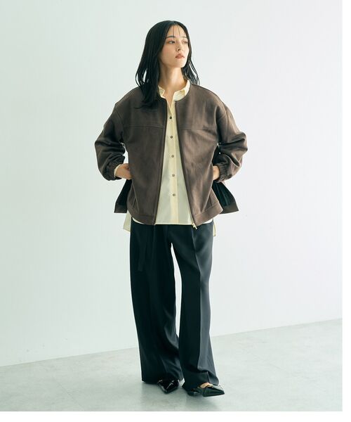 美品　Editt by YECCA VECCA フェイクレザーレイヤードブルゾン YECCA VECCA（イェッカヴェッカ） ブルゾン アウター サイドプリーツ