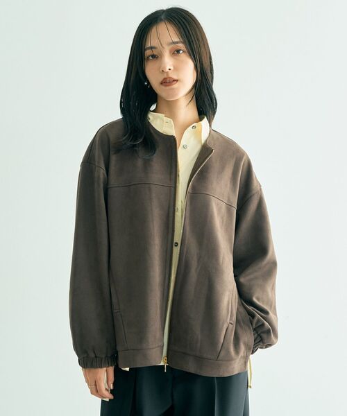 美品　Editt by YECCA VECCA フェイクレザーレイヤードブルゾン YECCA VECCA（イェッカヴェッカ） ブルゾン アウター サイドプリーツ