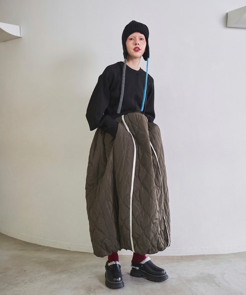 OMMO（オーエムエムオー） ワンピース SWEAT DOCKING QUILTING OP