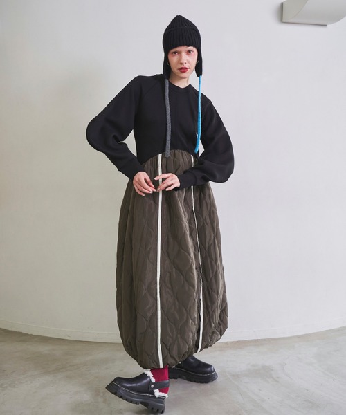 OMMO（オーエムエムオー） ワンピース SWEAT DOCKING QUILTING OP