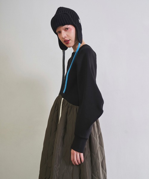 OMMO（オーエムエムオー） ワンピース SWEAT DOCKING QUILTING OP