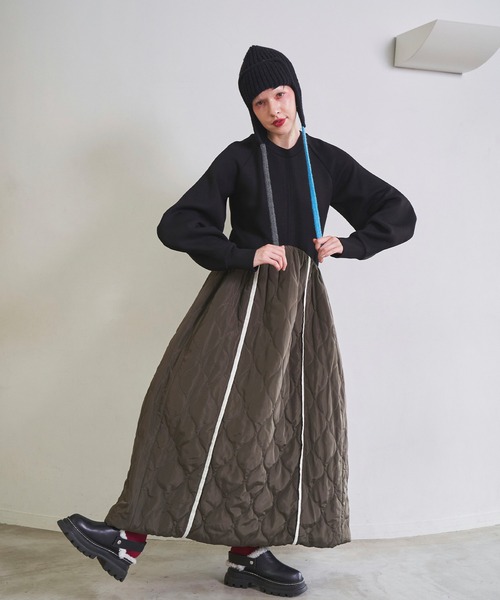 OMMO（オーエムエムオー） ワンピース SWEAT DOCKING QUILTING OP