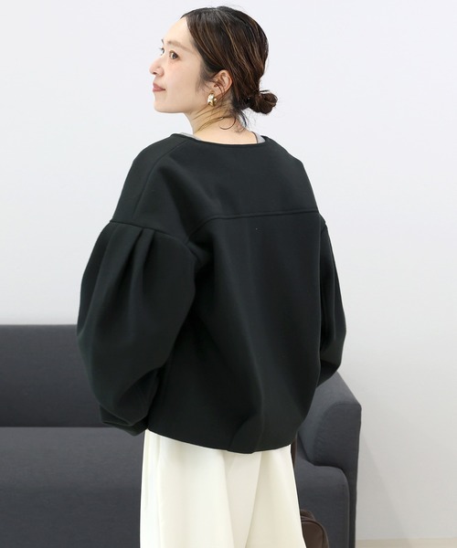 Aletta vita ブルゾン アウター フェイクウールノーカラーダブルジップ