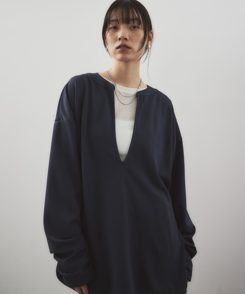 HANNE tシャツ ディープスリットネックトップス レディース : ZOZOTOWN