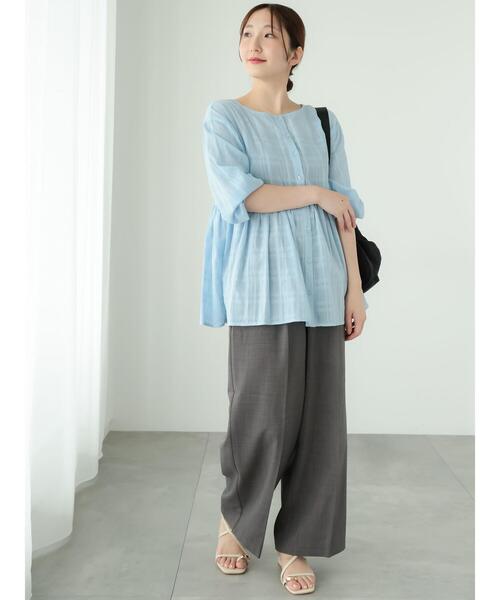 「Te chichi TERRASSE」 7分袖ブラウス F サックスブルー レディース_画像2