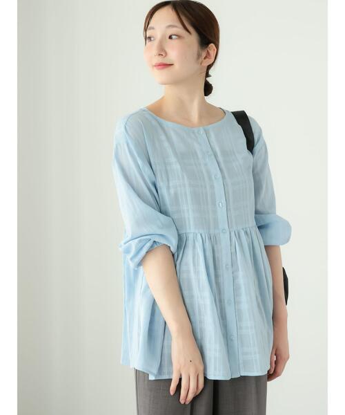 「Te chichi TERRASSE」 7分袖ブラウス F サックスブルー レディース_画像4