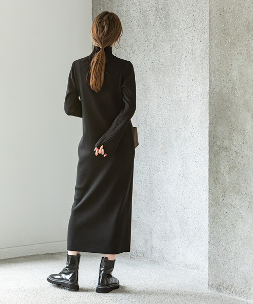 【美品】Nobleノーブル　ニット ロングワンピース 長袖　ブラック　黒 NOBLE（ノーブル） ニットワンピース - ブラック レディース