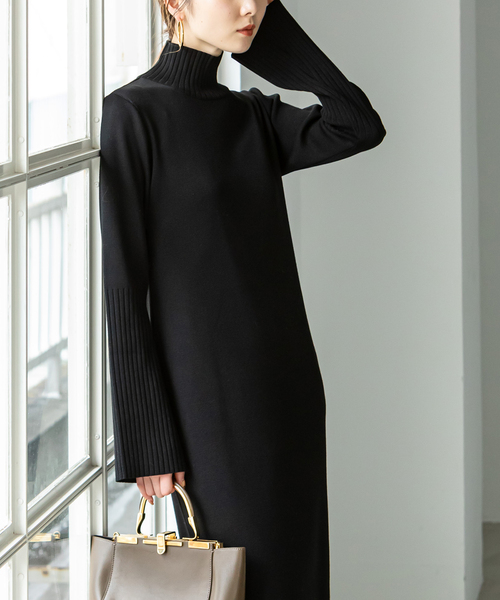 【美品】Nobleノーブル　ニット ロングワンピース 長袖　ブラック　黒 NOBLE（ノーブル） ニットワンピース - ブラック レディース