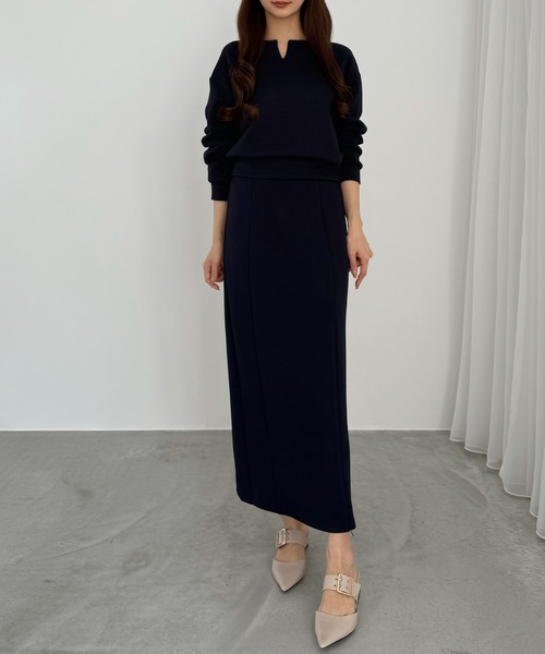CENEA（セネア） セットアップ キーネックトップス＋裾ファスナーI