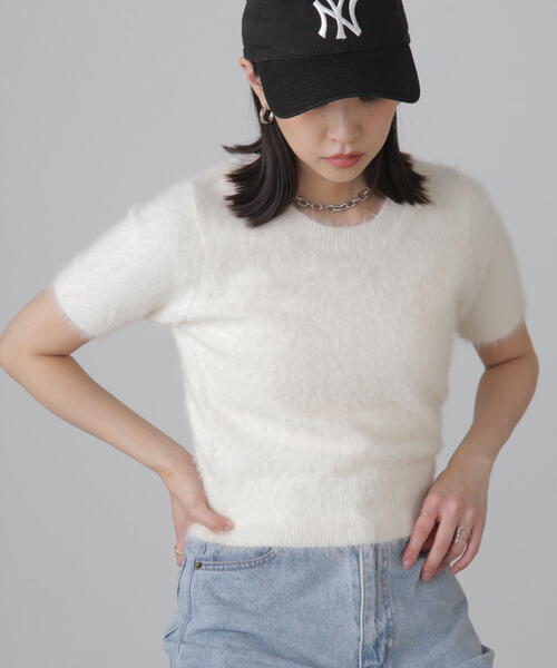「FREE'S MART」 半袖ニット FREE ホワイト レディース_画像9