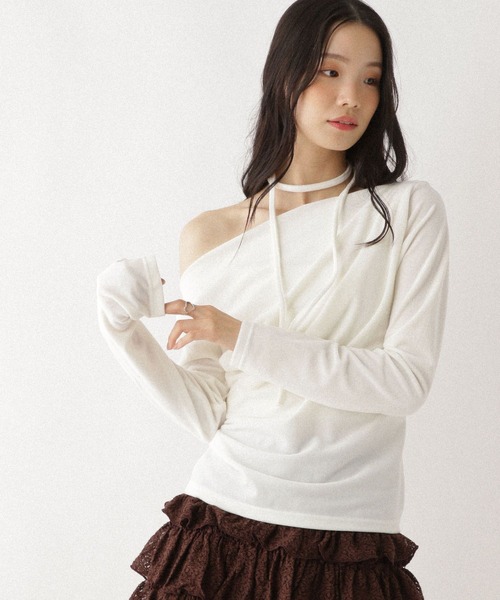 Heather（ヘザー） tシャツ タイ付きベロアカットソー 627014