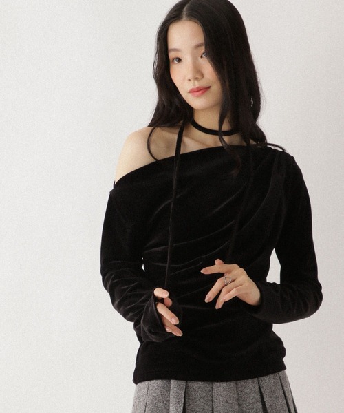 Heather（ヘザー） tシャツ タイ付きベロアカットソー 627014