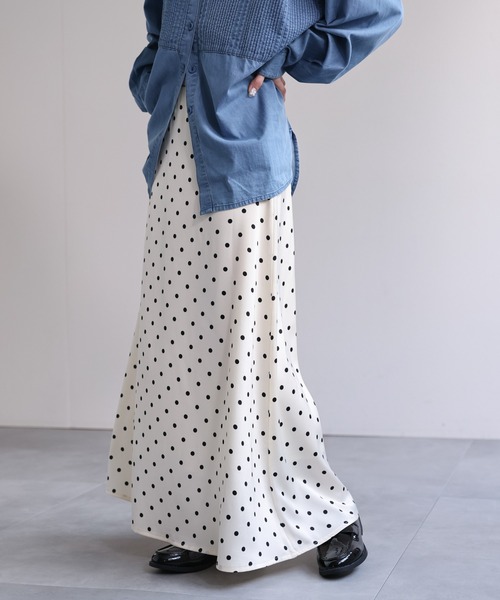 sakishimatokyo ロング スカート 「新柄ドット登場」サテンバイアス
