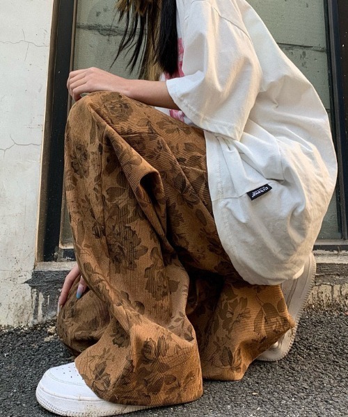 パンツ 花柄ルーズシルエットワイドパンツ レディース : ZOZOTOWN