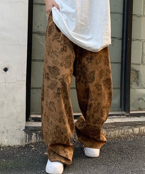 パンツ 花柄ルーズシルエットワイドパンツ レディース : ZOZOTOWN