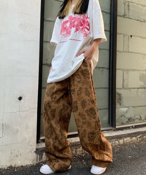 パンツ 花柄ルーズシルエットワイドパンツ レディース : ZOZOTOWN