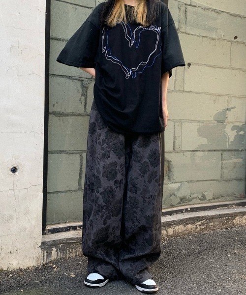 パンツ 花柄ルーズシルエットワイドパンツ レディース : ZOZOTOWN