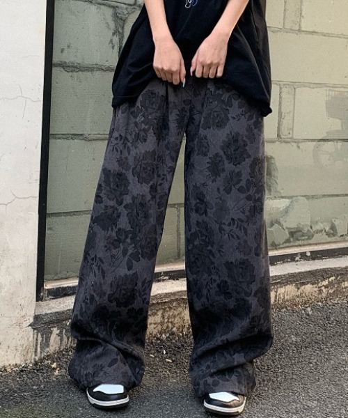 パンツ 花柄ルーズシルエットワイドパンツ レディース : ZOZOTOWN