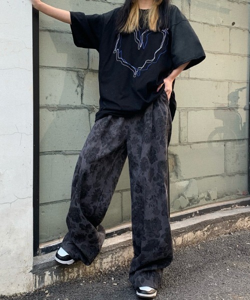 パンツ 花柄ルーズシルエットワイドパンツ レディース : ZOZOTOWN
