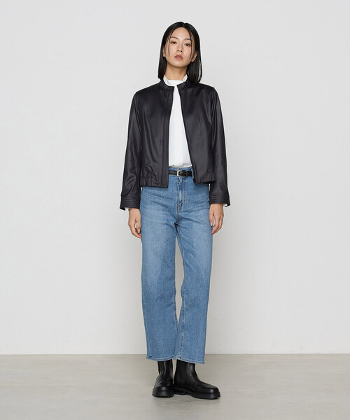 新品未使用タグ付✨KAREY CANIA ラムレザージャケットMエンボス加工 Mo-Laws ラム革 アンティーク加工 シングルライダースジャケット