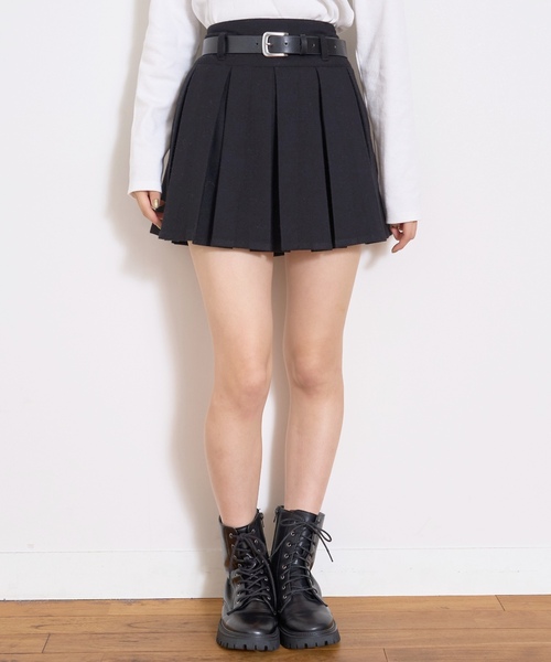 LOVETOXIC スカート 「起毛」ベルトつきプリーツスカート キッズ 子供