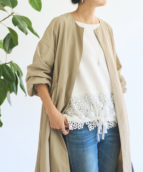 美品 ビアズリー 2022年 裾レース プルオーバー ベージュ系 BEARDSLEY（ビアズリー） tシャツ ダンボール裾レースプルオーバー