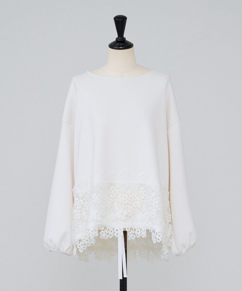 ☆美品☆【BEARDSLEY】裾レース切替カットソー　シャツ　白 BEARDSLEY（ビアズリー） tシャツ 裾レースカットソー レディース