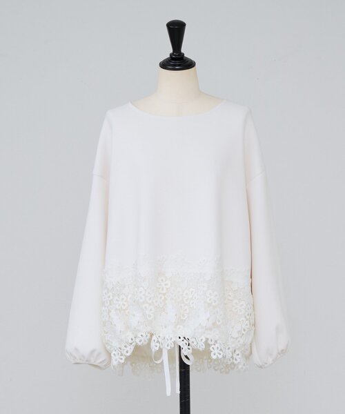 【美品】BEADSLEY ビアズリー｜レースカットソー｜ホワイト BEARDSLEY（ビアズリー） tシャツ ダンボール裾レースプルオーバー