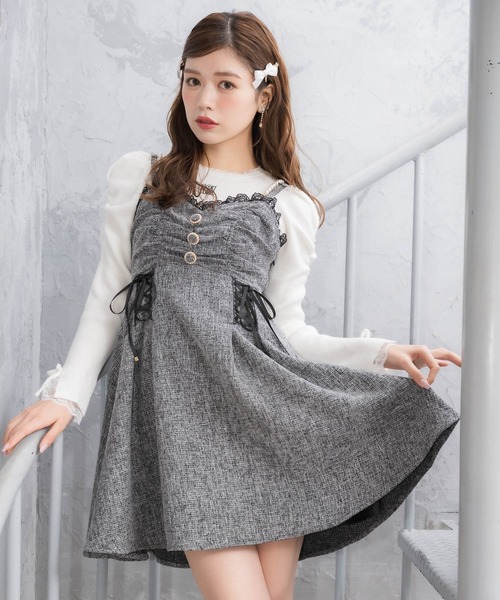 JUSGLITTY♡ツイードキャミ 中古・古着通販】JUSGLITTY (ジャスグリッティー) ツイードキャミ