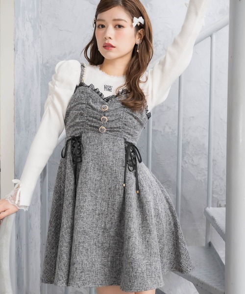 クチュールバイロジータ ジャンパースカート ツイードキャミワンピース