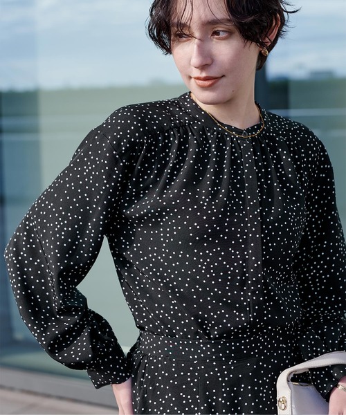 「ur's」 長袖ブラウス L ネイビー レディース_画像2