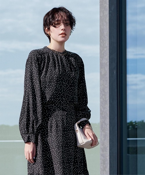 「ur's」 長袖ブラウス L ネイビー レディース_画像8