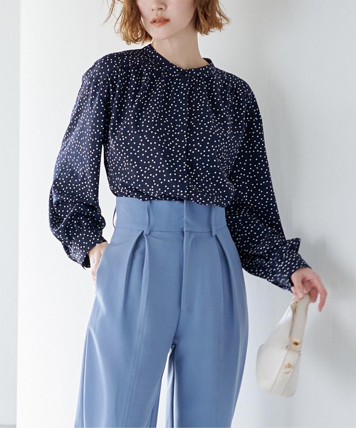 「ur's」 長袖ブラウス L ネイビー レディース_画像9