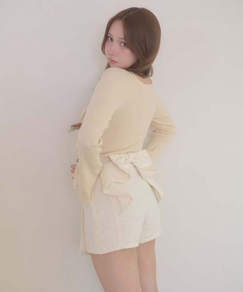 Ambre Neige（アンブルネージュ） パンツ tweed back ribbon skirt