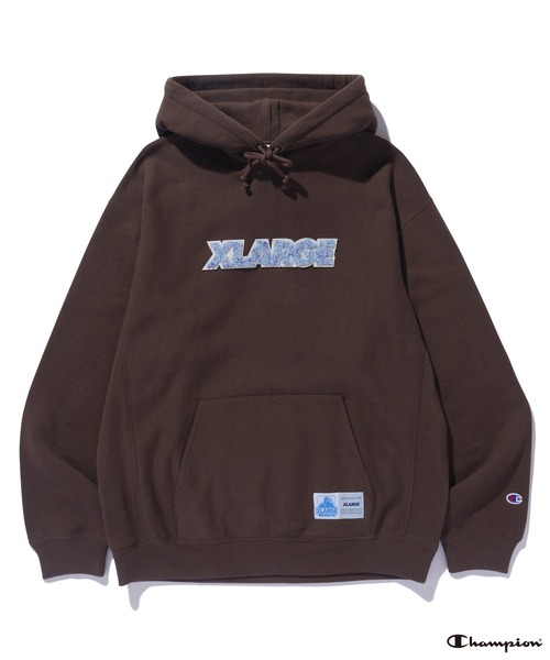 「Champion」 プルオーバーパーカー L ブラウン メンズ