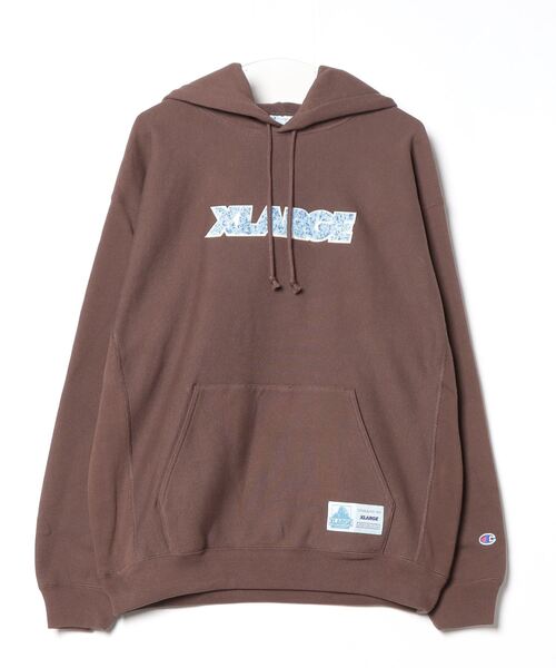 「Champion」 プルオーバーパーカー L ブラウン メンズ