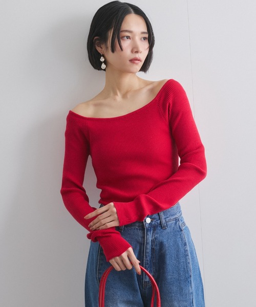 「QUEENS COURT」 長袖ニット M レッド レディース_画像7