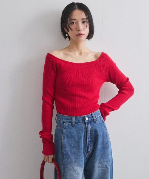 「QUEENS COURT」 長袖ニット M レッド レディース_画像8