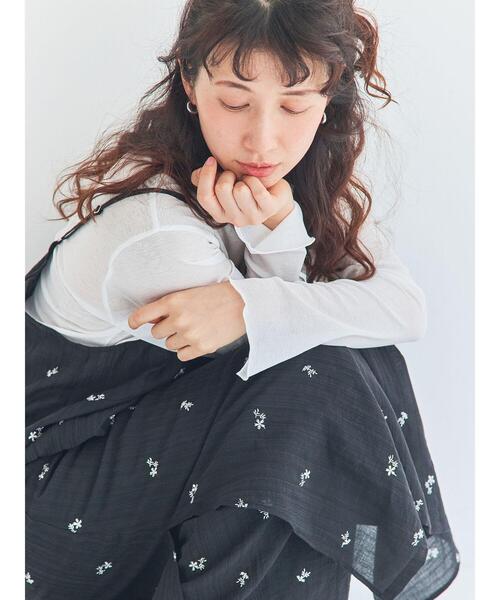ワンピース シアー楊柳刺繍キャミソールワンピースの画像