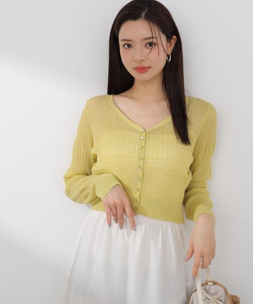 ニット セーター 「加藤栞さん着用」「ａ」変わり織透かし編みカーディガン / 1216176401 レディースの画像