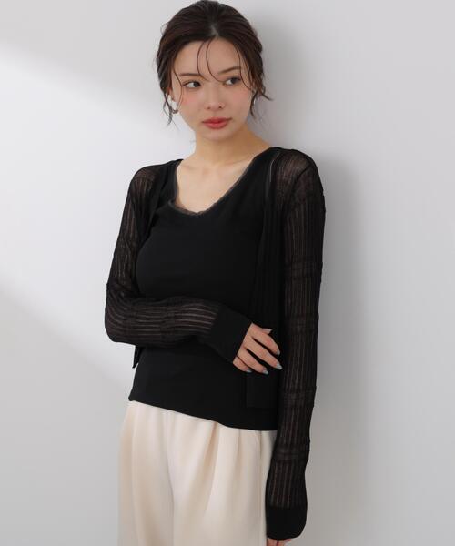 ニット セーター 「加藤栞さん着用」「ａ」変わり織透かし編みカーディガン / 1216176401 レディースの画像
